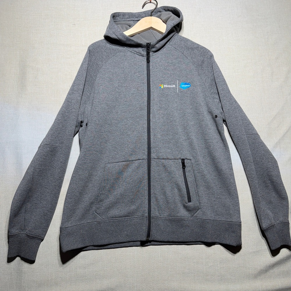 Microsoft Full Zip Hoodie Mens 2XL Gray LS Salesforce Tech Swag LQK00039